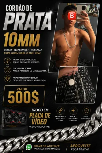 Cordão de prata 10mm troco em placa de video