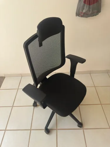 Cadeira Escritório Flexform Uni Pro All Black Tela Apoio de Cabeça Ergonômica NR17 