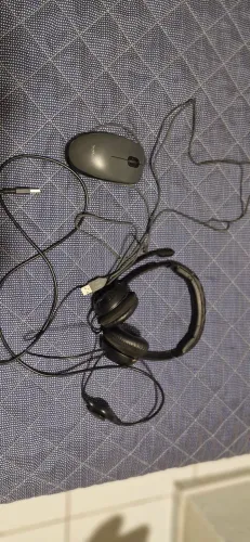 Kit mouse com fio e fone concha com fio