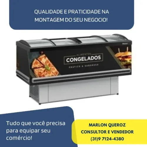Ilha de Congelados 2M Vidro Curvo Gelopar