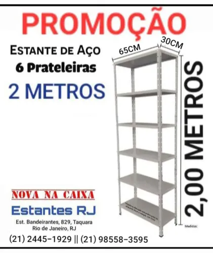 Estante Grande de Ferro Aço 6 Prateleiras