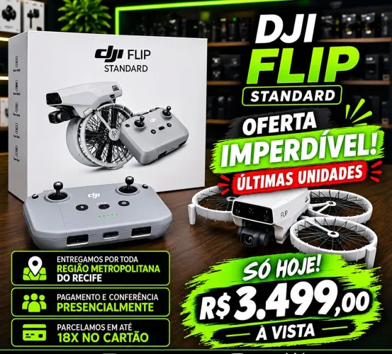 Drone DJI Flip Standart ( SÓ HOJE) INTELIGÊNCIA ARTIFICIAL ( Em até 18X)