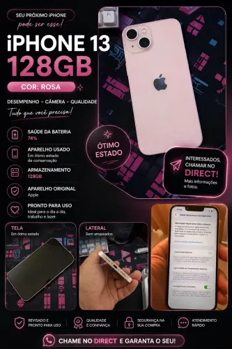 iPhone 13 128gb USADO, cor: ROSA