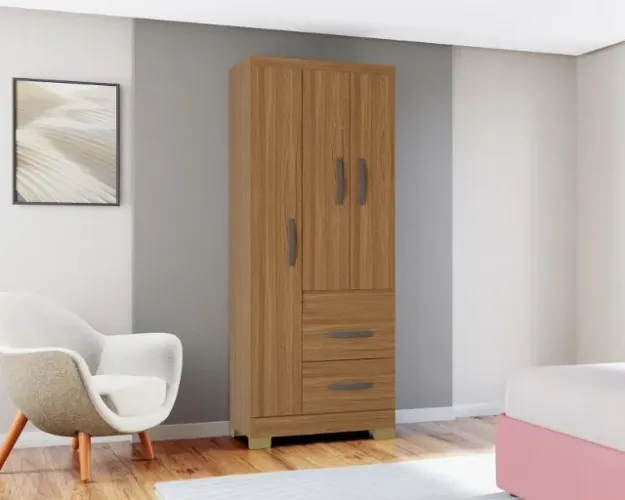 Guarda Roupa Marbela 3Pts 2Gvs Cinamomo Poquema - Entrega Rápida!