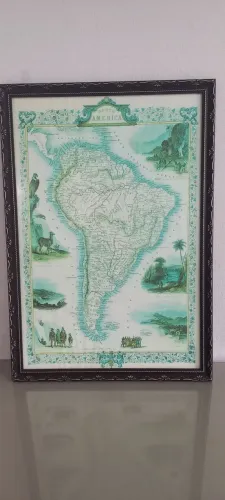 Quadro Decorativo - Mapa Antigo da América do Sul (82 x 57 cm)