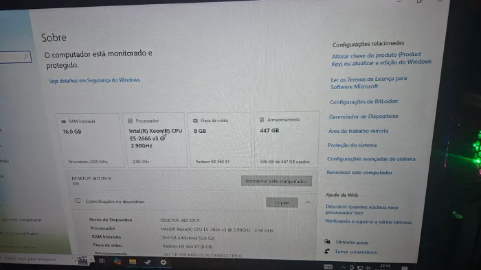 PC gamer com placa de vídeo