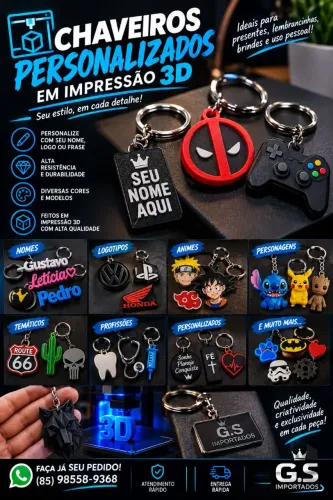 CHAVEIRO PERSONALIZADO EM IMPRESSÃO 3D