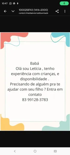 Trabalho de babá 