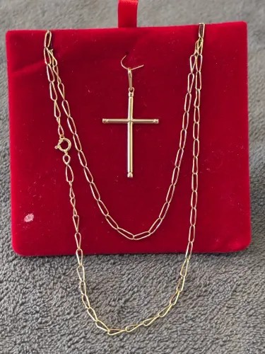 Corrente + crucifixo OURO 18K
