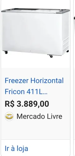 Frezer tampa de vidro