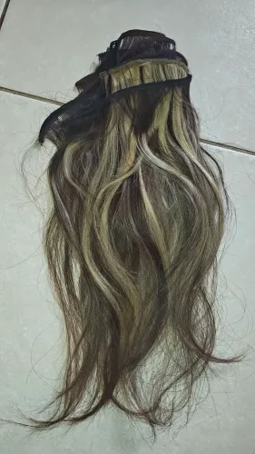 Cabelo 100% humano loiro perolado 40 cm