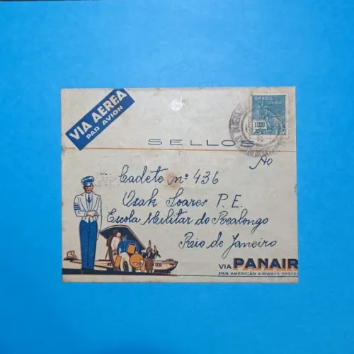 Envelope Panair modelo 1 com censura no verso - Porte Aéreo 1.000 reis - 1936