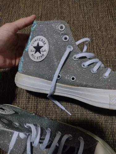 All Star vintage original anos 2000 duas cores, glitter branco/verde/azul