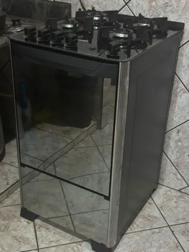 Fogão 4 Bocas Dako Magister Style Com Mesa De Vidro Preto/espelhado