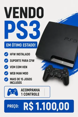 Vendo ps3 Henrique instalado, com suporte para cfw
