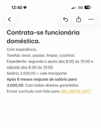 Contrata-se doméstica