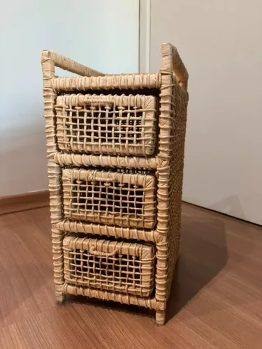 Organizador Multiuso em Fibra Natural com 3 Gavetas