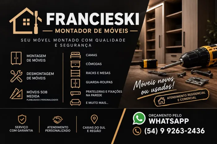 Montagem e desmontagem de móveis com qualidade, segurança e acabamento profissional.