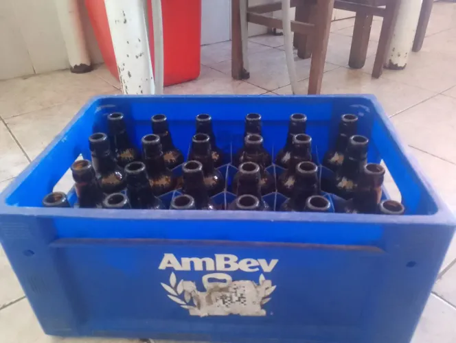 Vendo uma caixa de cerveja garrafinha Skol vazia