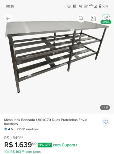 Mesa semi nova Inox