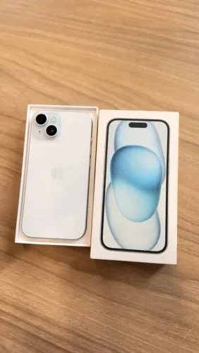 iphone 15 azul seminovo impecável.