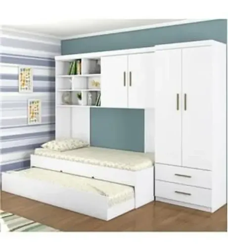 Guarda Roupas Modulado Com Duas Camas de solteiro - sem colchão