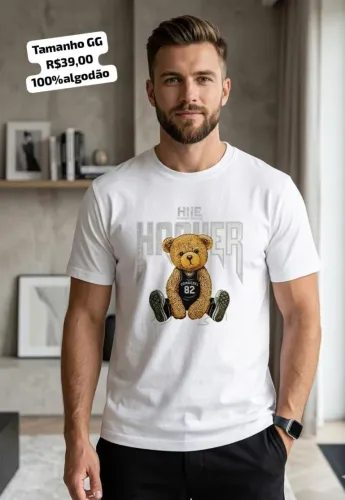 Camiseta masculina em algodão premium confort