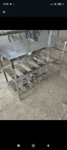 Mesa inox com prateleiras 