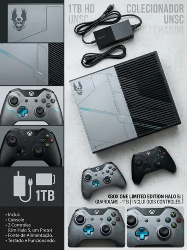 Xbox One 1TB - Edição Limitada Halo 5: Guardians (Com 2 Controles)