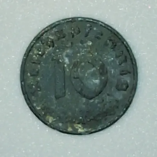 Moeda de 10 Reichspfennig da Alemanha, 1941,feita de zinco