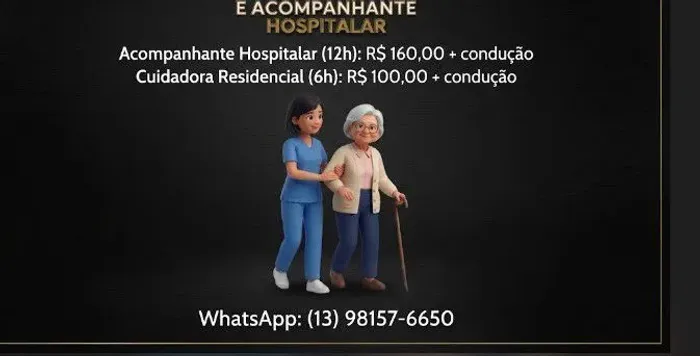 Cuidadora de idoso e acompanhante hospitalar