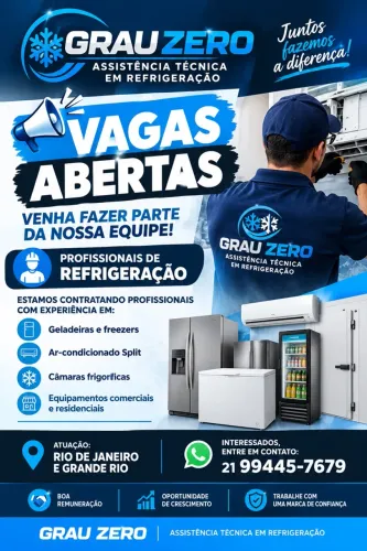 Vagas para trabalhar com refrigeração