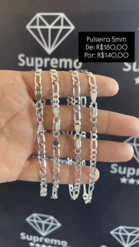 Pulseira grossa 5mm Prata 925 legítima e nova Acompanha certificado de garantia