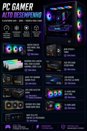 PC GAMER RYZEN 7600X RTX 3080 DDR5 32GB 6000MHZ