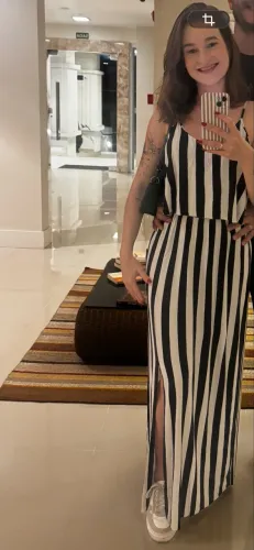 Vestido longo listrado