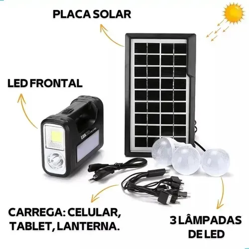 Sistema Solar placa e lâmpada Led