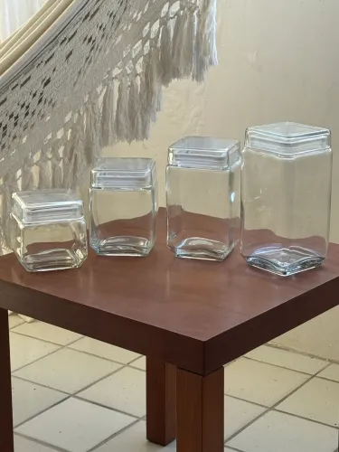 CONJUNTO POTES DE VIDRO HERMÉTICOS 