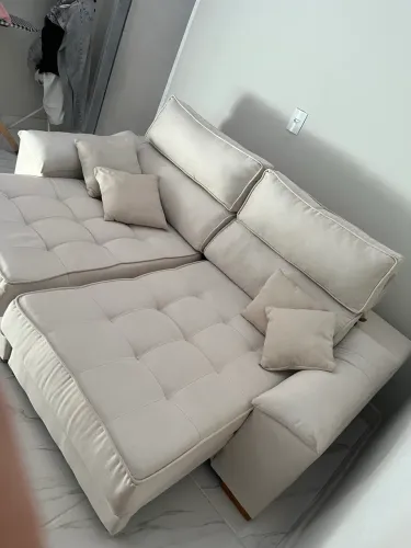 Sofá em linho retrátil e reclinável MOBLY