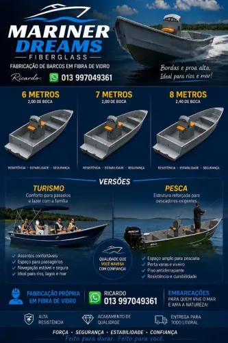 Barcos em fibra de vidro