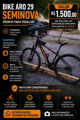 Bicicleta aro 29 semi nova-apenas 1.500,00