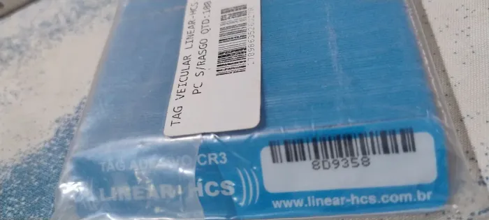 Tag veicular Linear HCS CR3 pacote com 100 unidades