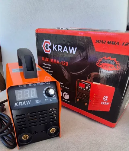 ?Máquina de Solda Inversora KRAW Mini MMA-120 120A 220V IGBT | Nova | Display Digital