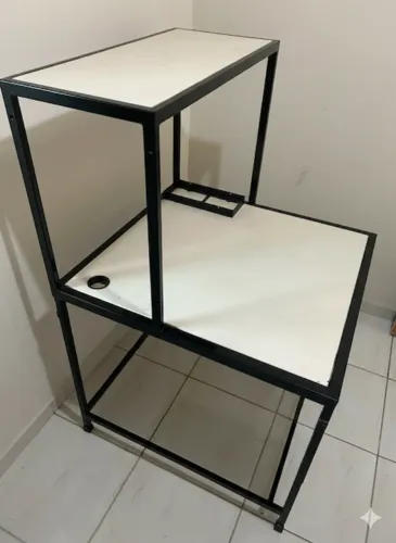 Mesa / Bancada de Trabalho em Aço - 2 Níveis - Estilo Industrial