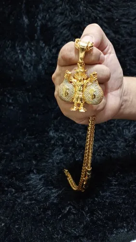 Corrente Peruano + Pingente Tio Patinhas banhados a ouro 18k