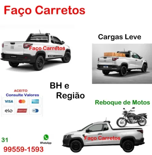 Carretos faço frete cargas comercio casa indústria loja reboque de motos moveis leve