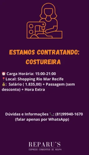 Vaga para costureira
