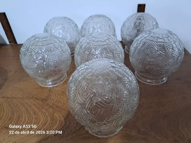07 GLOBOS DE LUZ BOLINHA EM CRISTAL - VINTAGE
