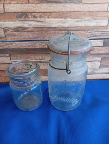 Kit com 2 vidros de conserva antigo decoração 