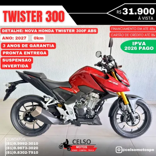CB Twister 300F 2027 0KM Pronta Entrega! Já emplacada com ipva pago!