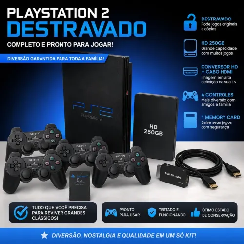 PlayStation 2 DESTRAVADO COMPLETO